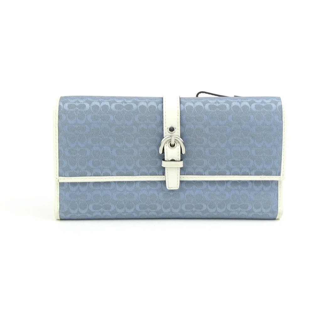 Coach Signature Light Blue Chalk Mini C Trifold Wallet